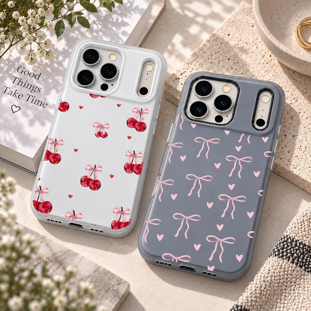 かわいいピンクのハート柄のリボンが付いたiPhone用ケース - Apple Iphone 15 Pro Max のレビューと価格