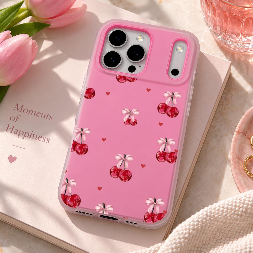 かわいいピンクのハート柄のリボンが付いたiPhone用ケース - Apple Iphone 15 Pro Max のレビューと価格